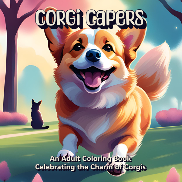 Corgi Capers digital adult coloring book cover