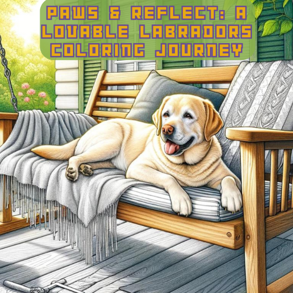 Lovable Labradors digital adult coloring book cover