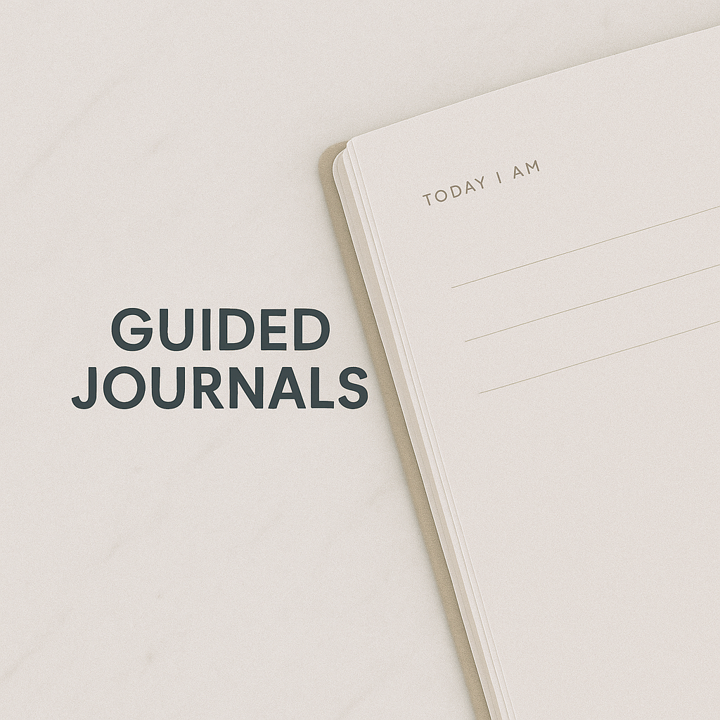 Mid-content guided journals with prompts that sell on Amazon
