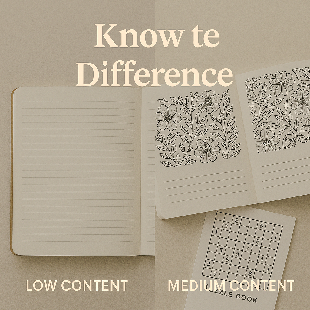 Side-by-side comparison graphic (lined notebook vs coloring book/puzzle)